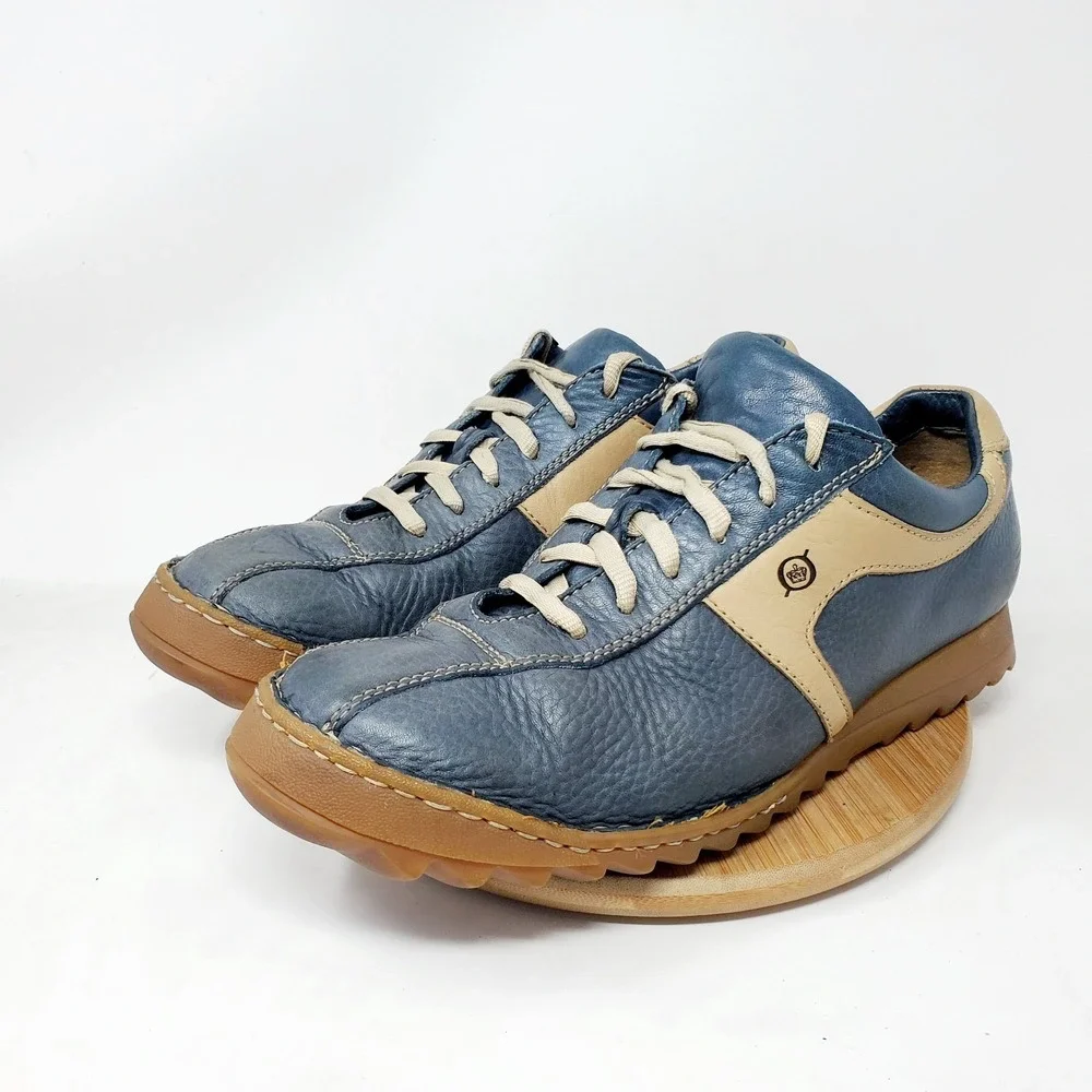 Born Shoes Mens 11 Euro Retro Bowling Distressed Blue Leather Pelotas Sneaker